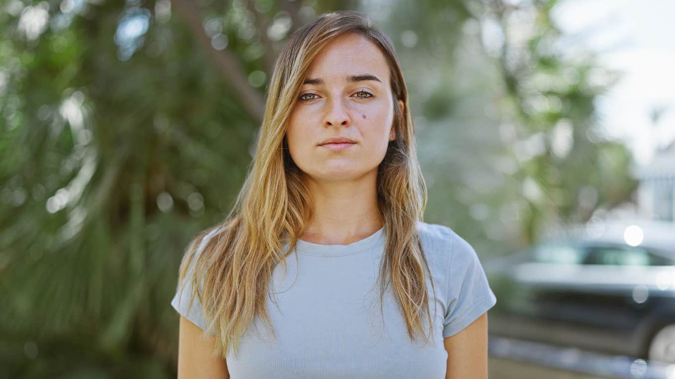 No Control Over Emotions Birth Control Cause Young woman looking serious because she had no control over her emotions from birth control