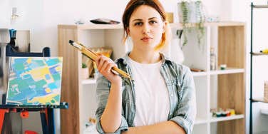 Left-handed woman