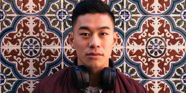 gen z man wearing headphones